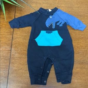 Baby Gap 0-3M blue onesie with Dino and pocket
